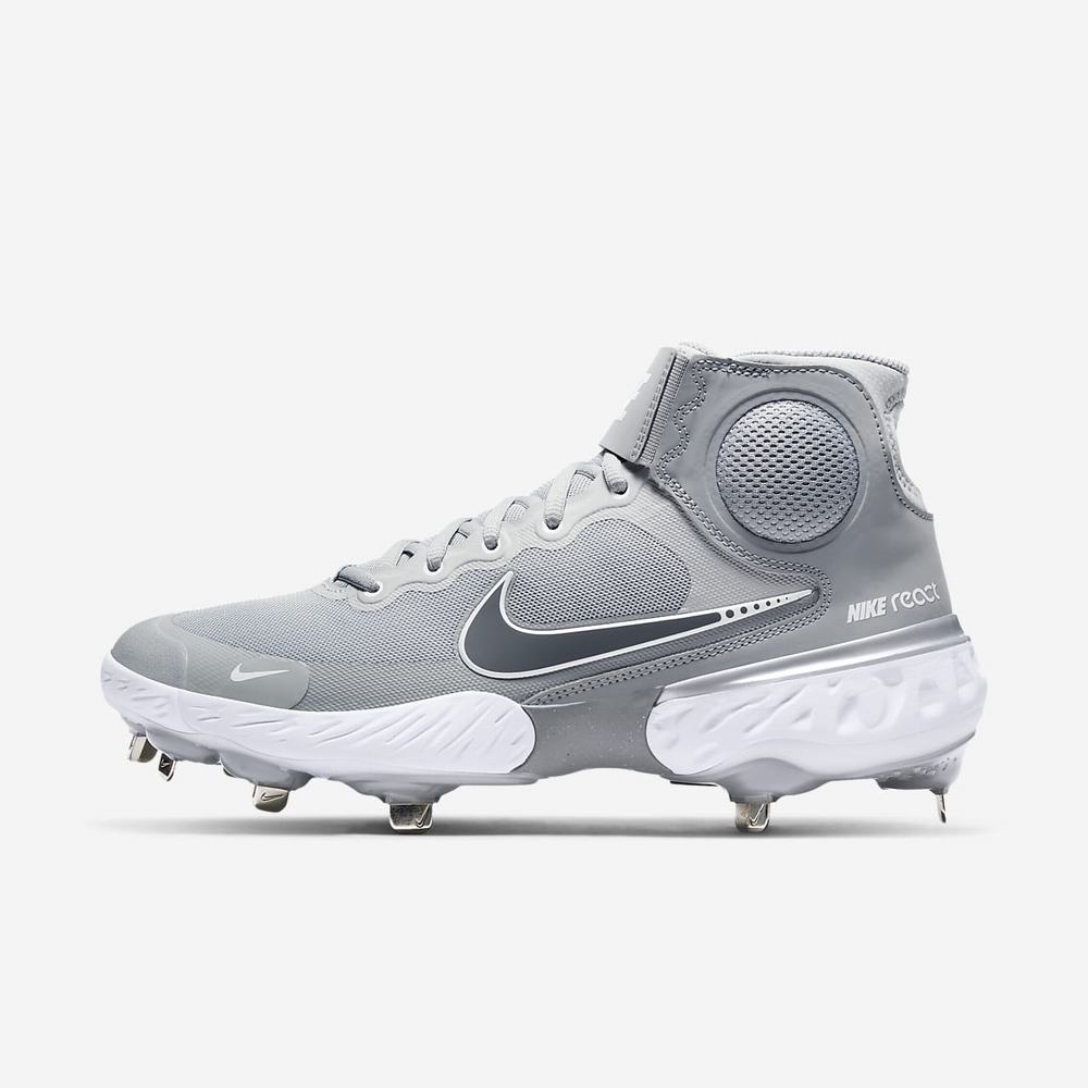 Crampon Baseball Nike Alpha Huarache Elite 3 Mid Grise 9128-075 Light Solar Flare Heather/White/Electric Green/Particle Grey Homme | JJH-22638018